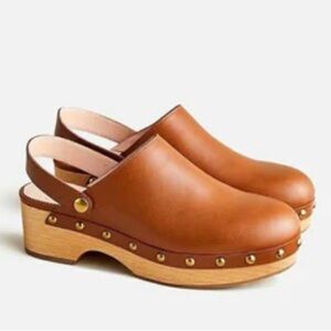 NWOT J. Crew Brown Convertible Leather Clogs SZ 7.5 Casual Boho Retro